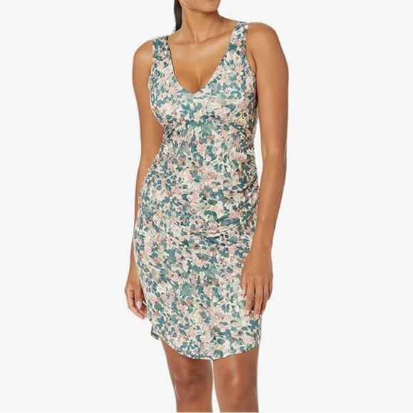Prana Dresses & Skirts - Prana Pearl Isla Green Pink Fitted Stretch Athleisure Dress in White Garden